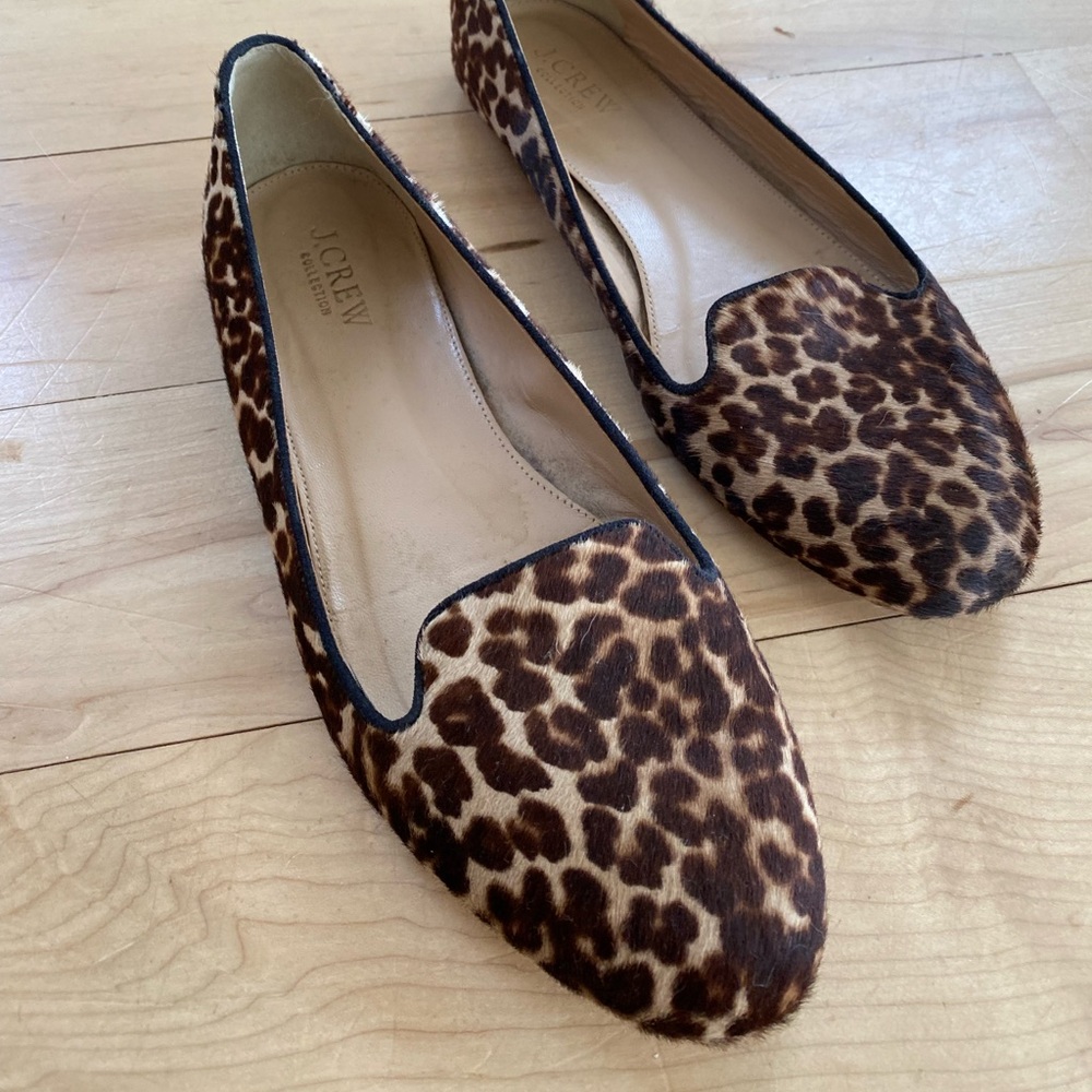 J. Crew Collection Leopard Calf Hair Leather Loafers 7.5